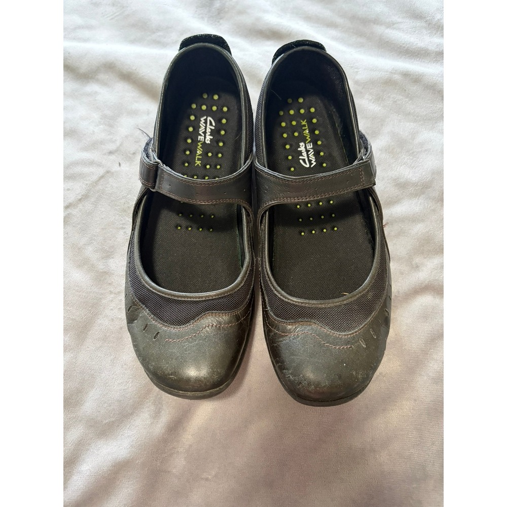 Clarks Wave Walk Black Leather Mary Jane Walking Shoes 86511 Womens 11M